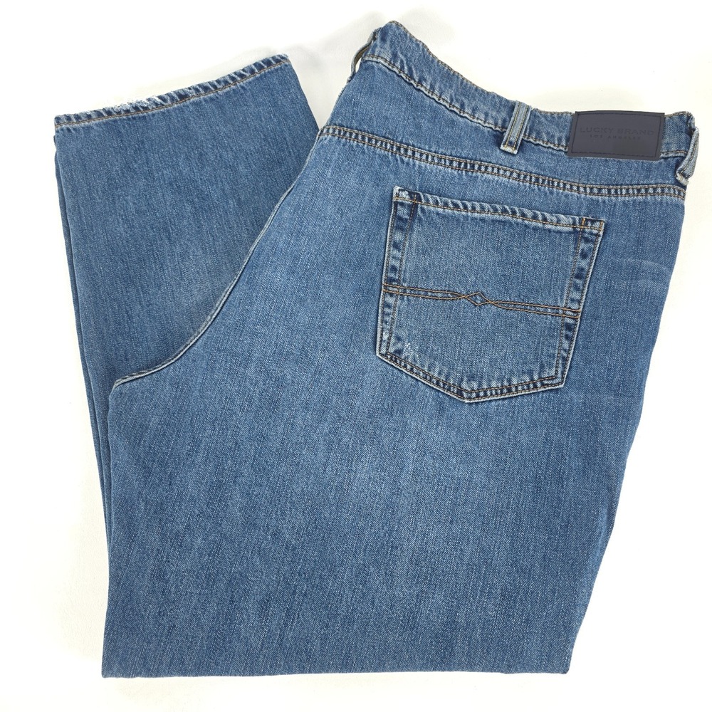 Lucky Brand Athletic Fit Jeans Mens 48x28 (48x30) Whiskers Medium Wash Faded
